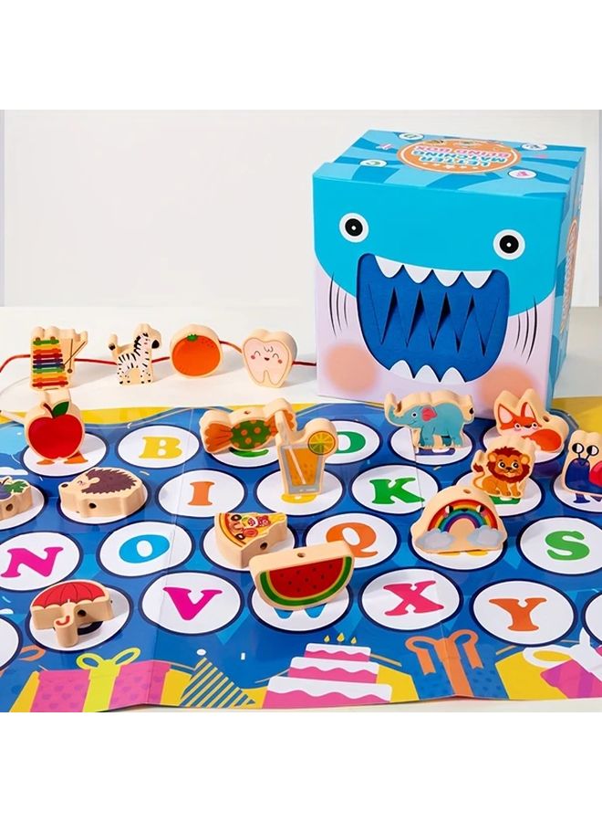 Shark Alphabet Block Beaded Pairing Box Educational Toy For Toddlers With Beads - Image 3